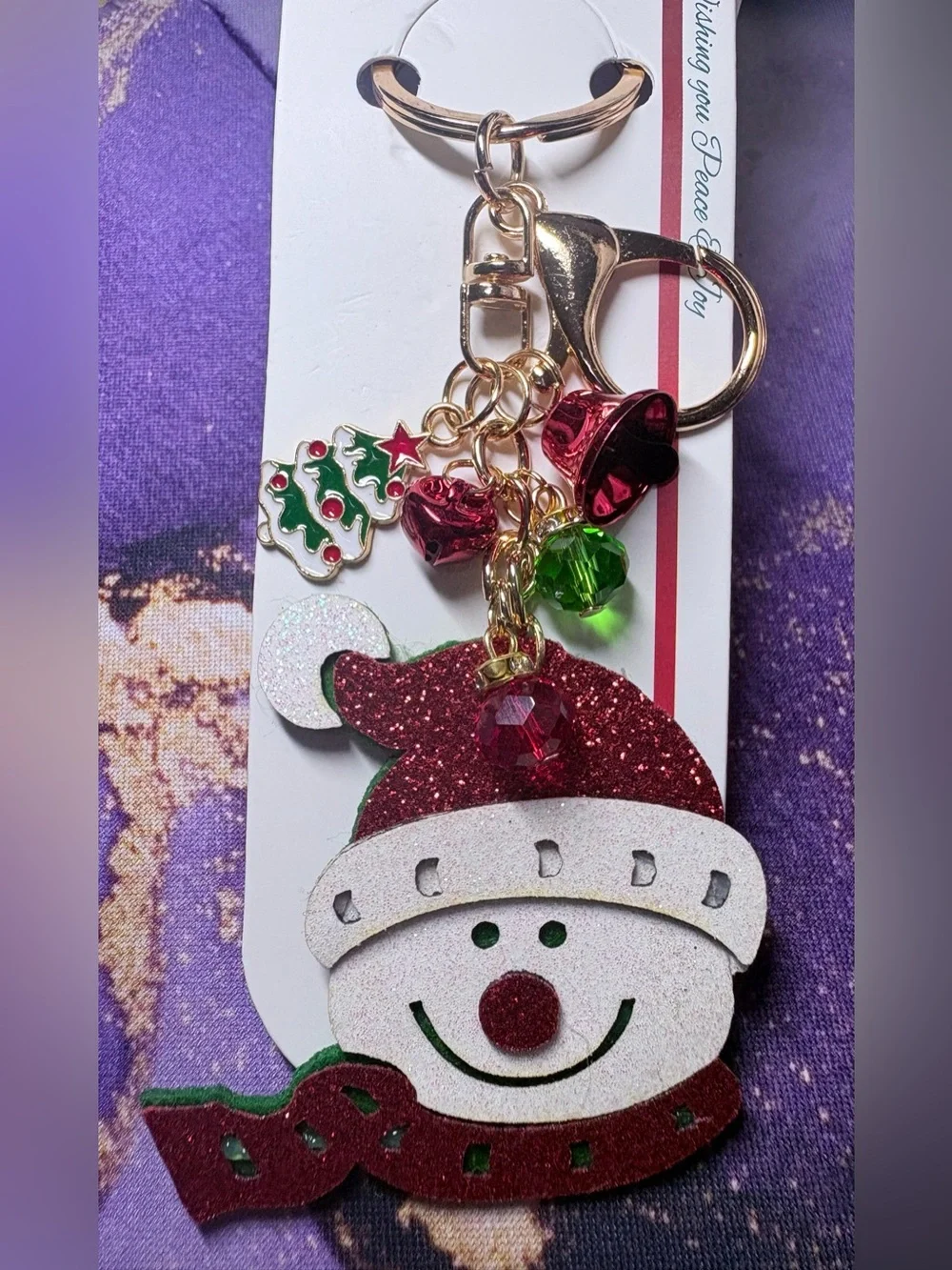 ❤️💚🤍 Set of two Festive Red & White Snowman Keychain and/or bag charms NWT